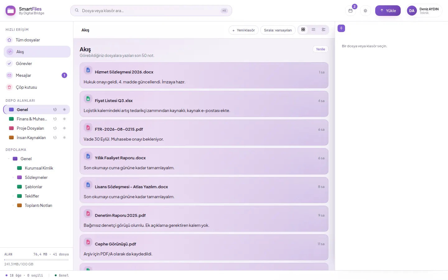 Stream screen: latest notes on files you can see