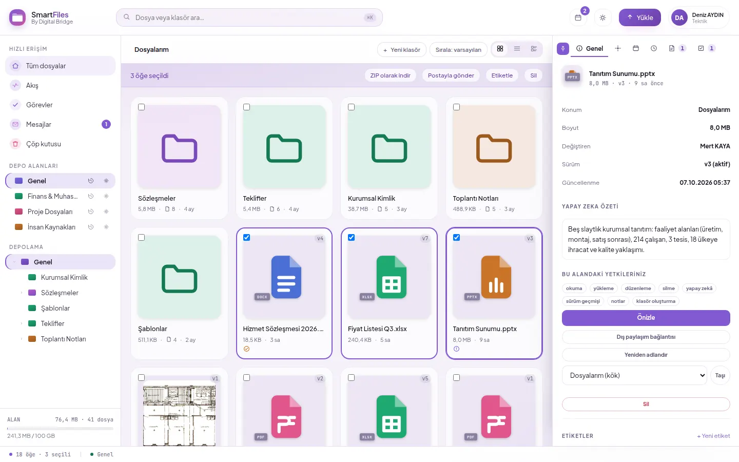 Operation buttons appearing when multiple files are selected