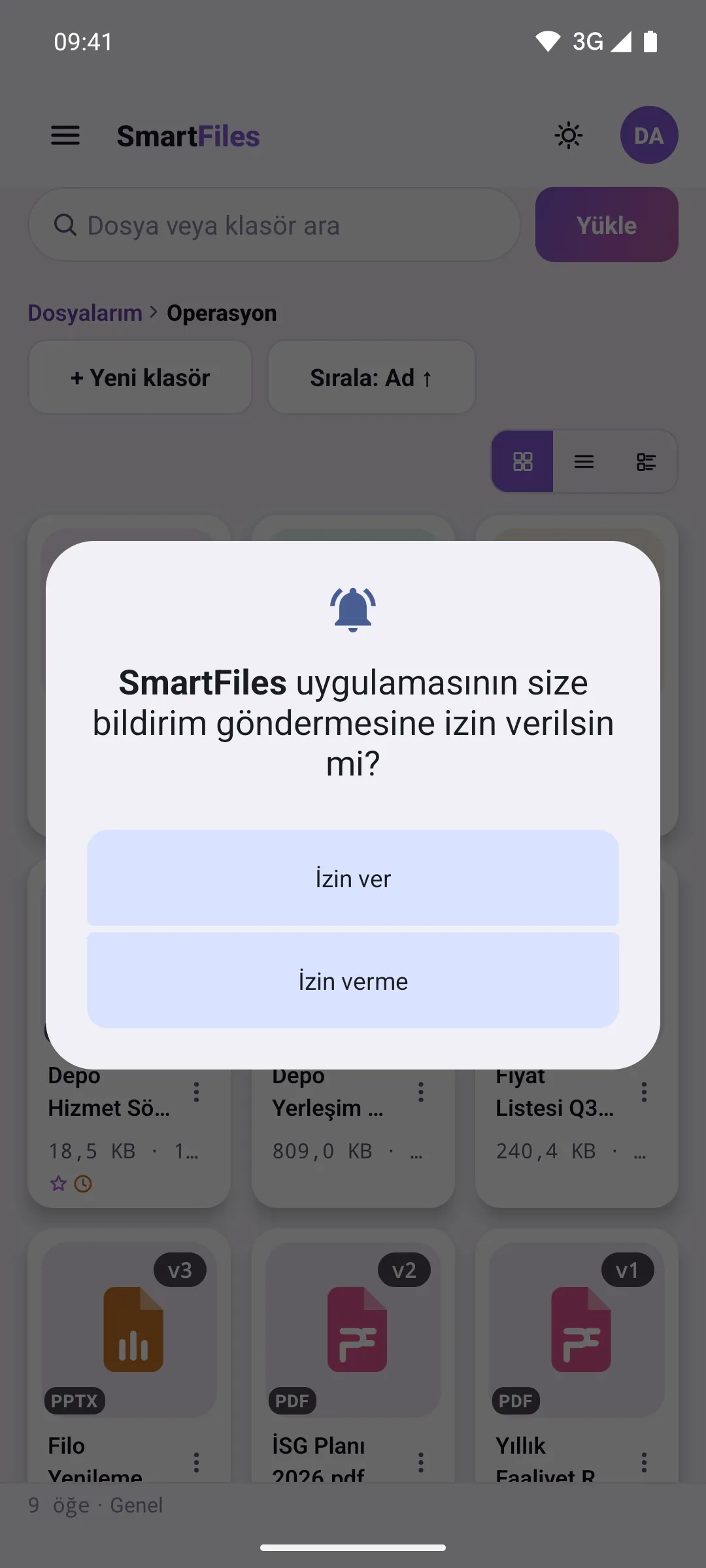Notification permission window