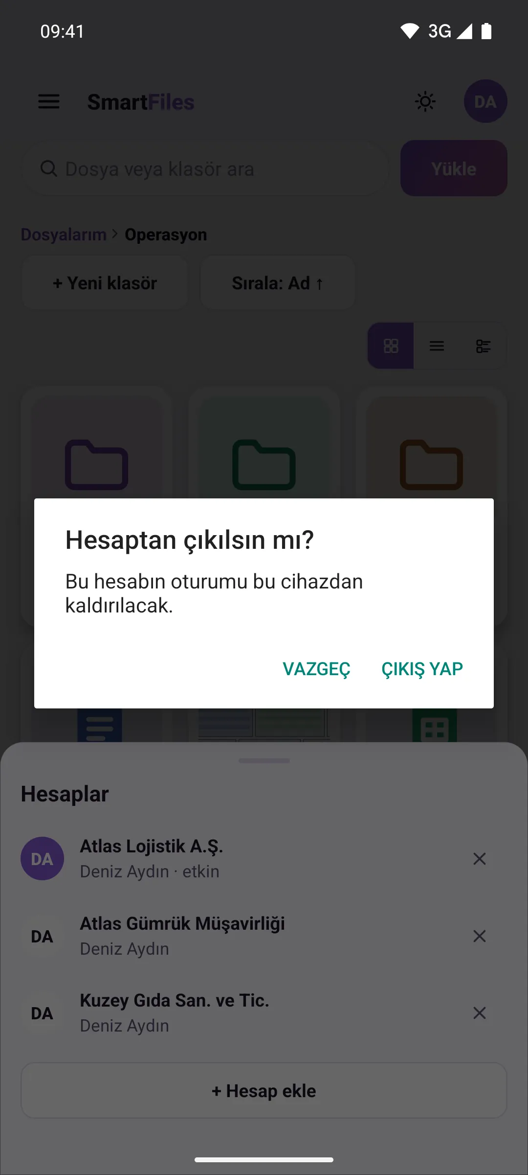 Sign-out confirmation window