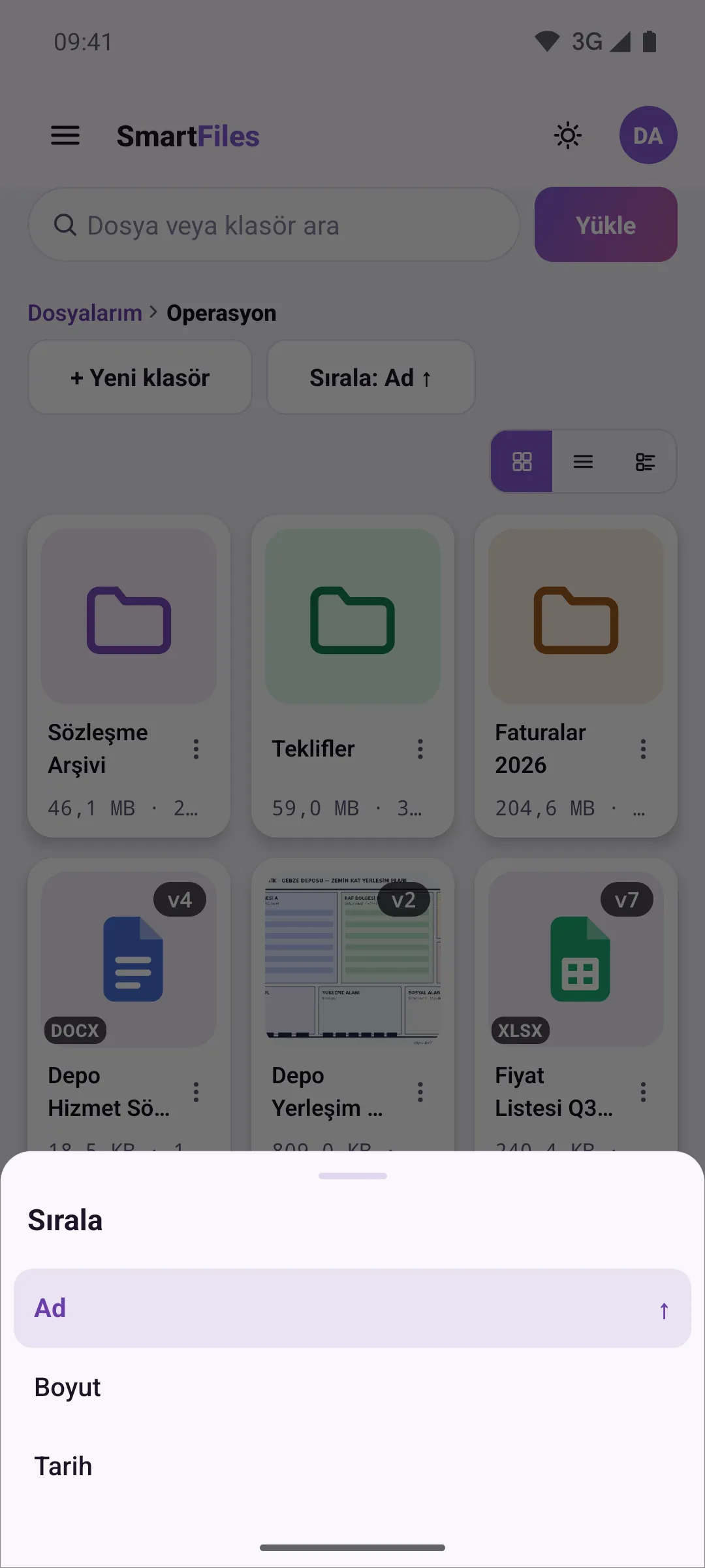 Sorting options
