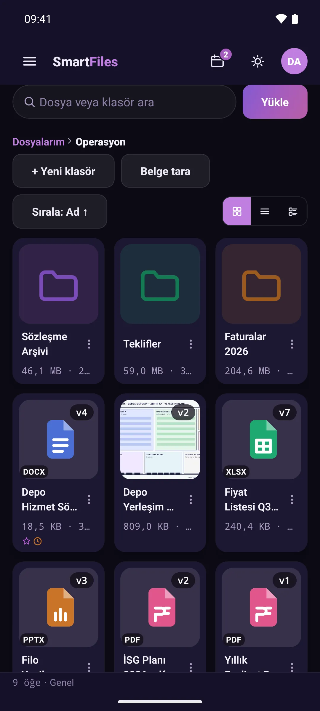 File list in dark theme