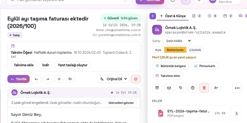 Work tracking: the email's owner and status