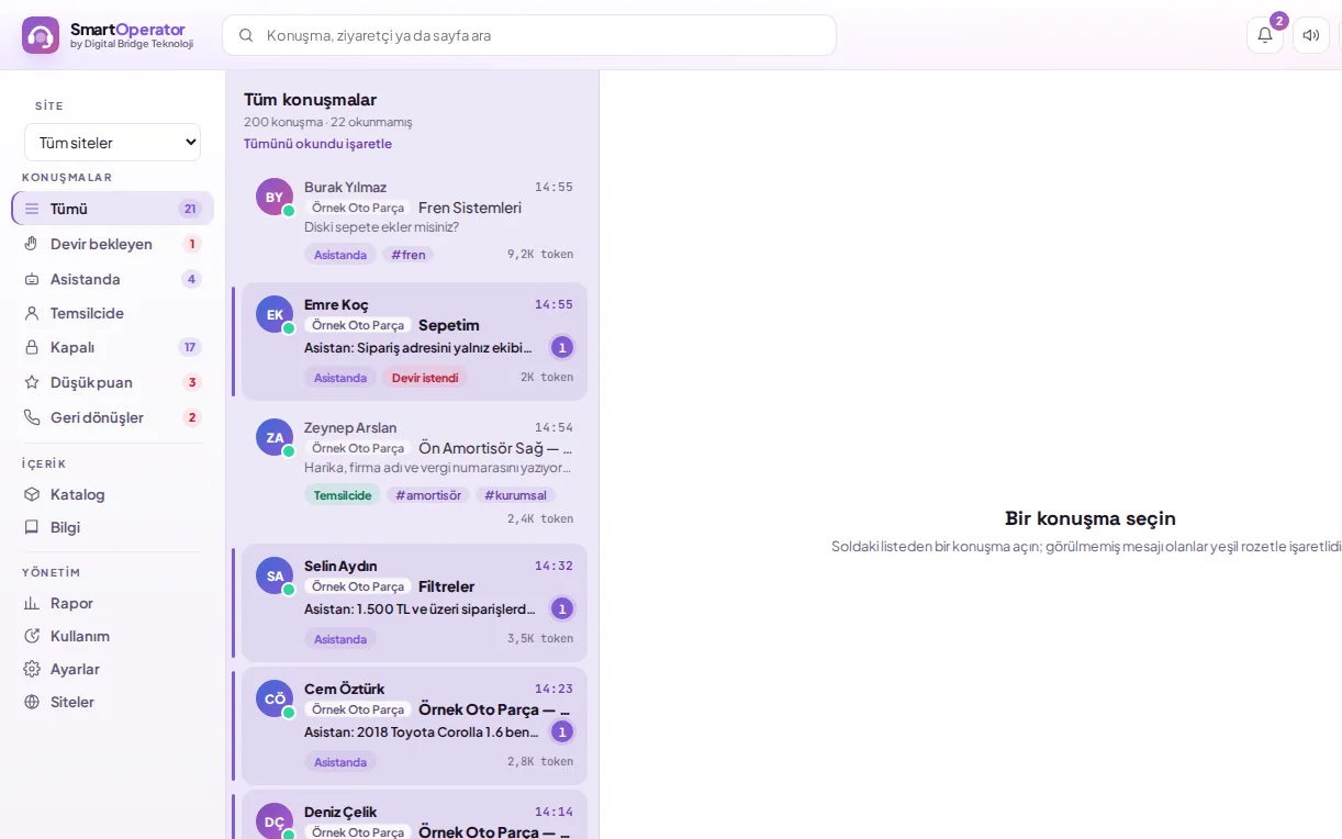 Using the conversation list (with demo data)