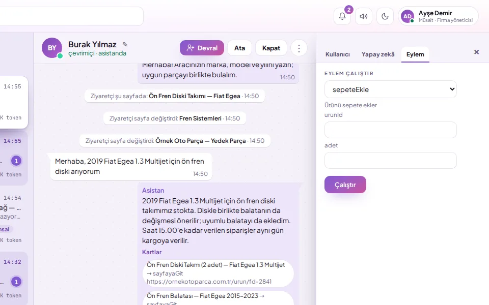 Running actions on the visitor's page (with demo data)