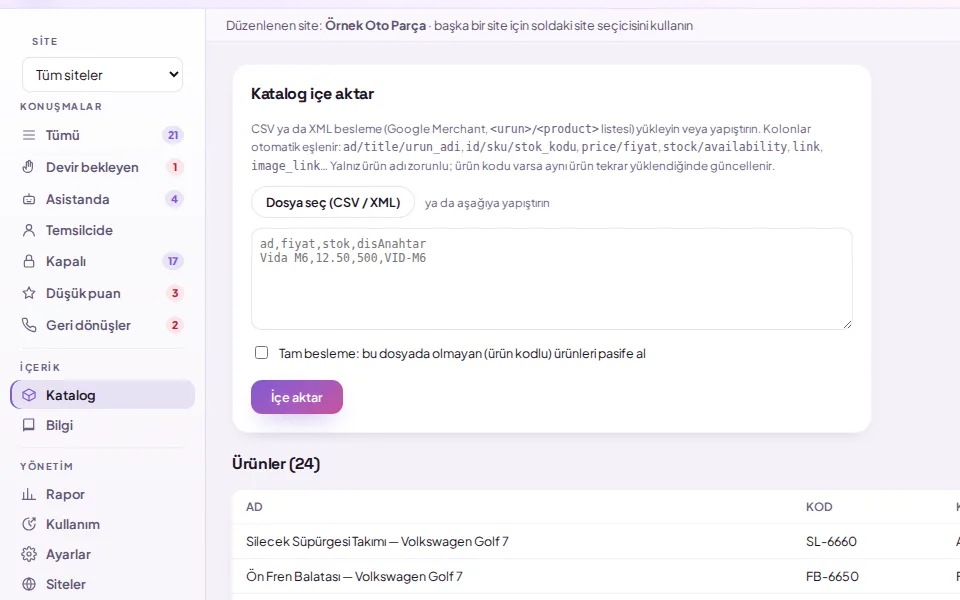 Importing the catalog via CSV or XML (with demo data)