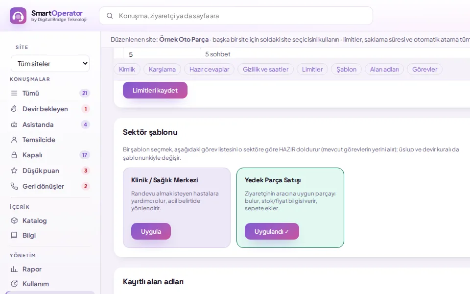 Applying a sector template (with demo data)