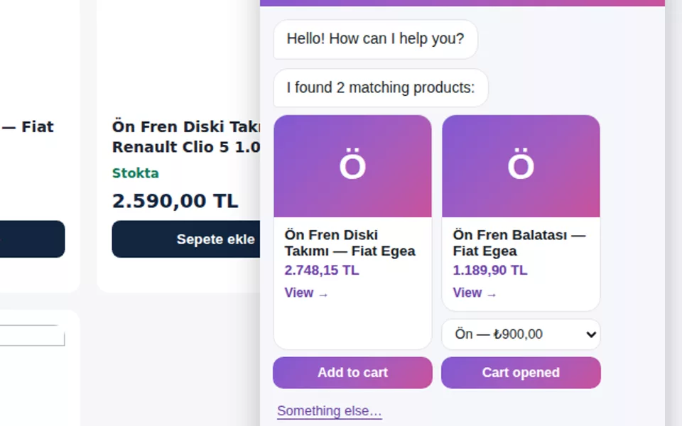 Product card with Add to Cart and option list (with demo data)