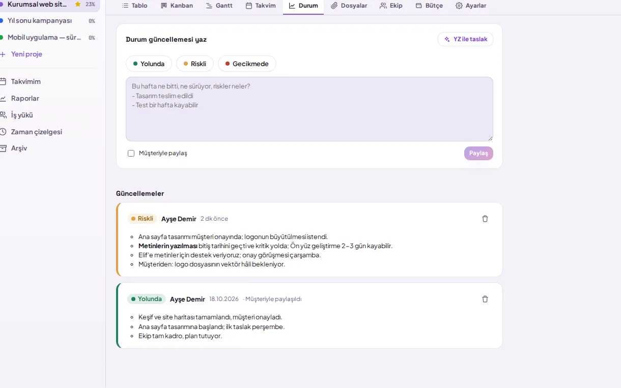 demo screen (with demo data)