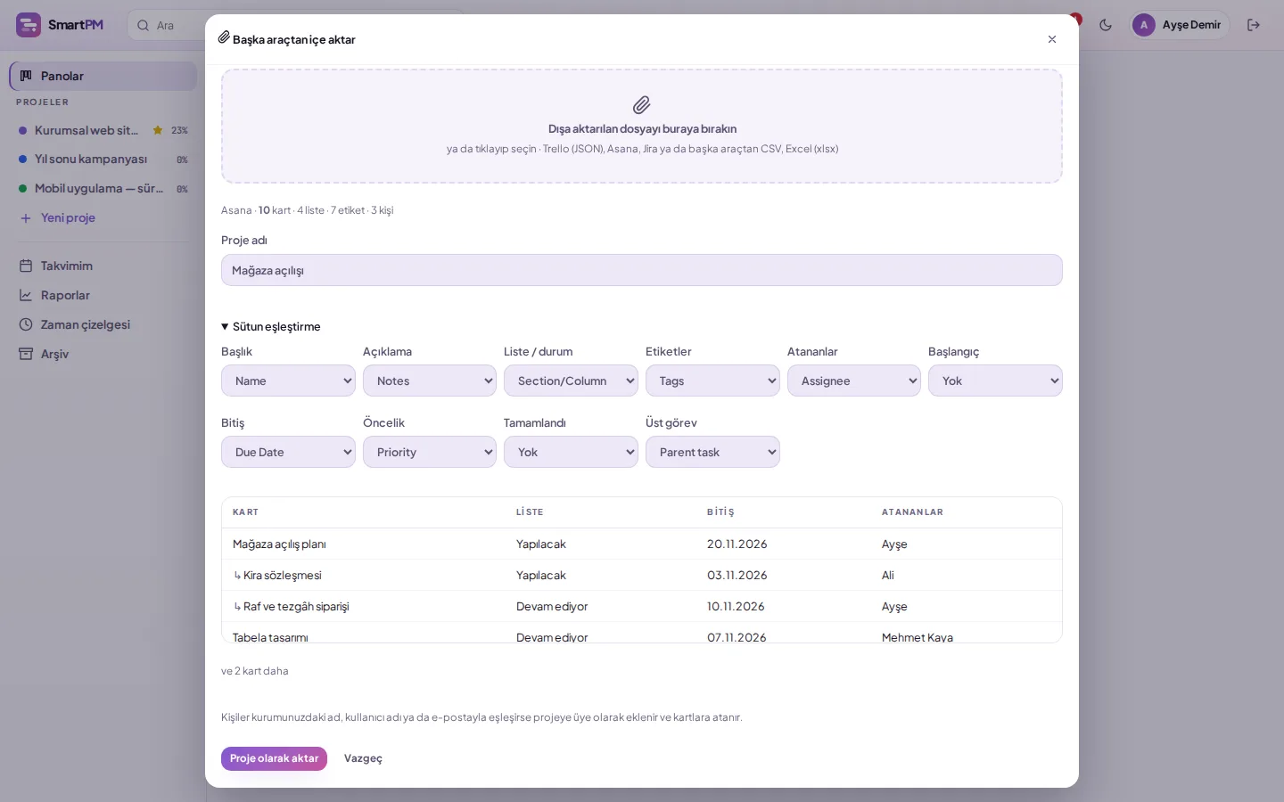 demo screen (with demo data)