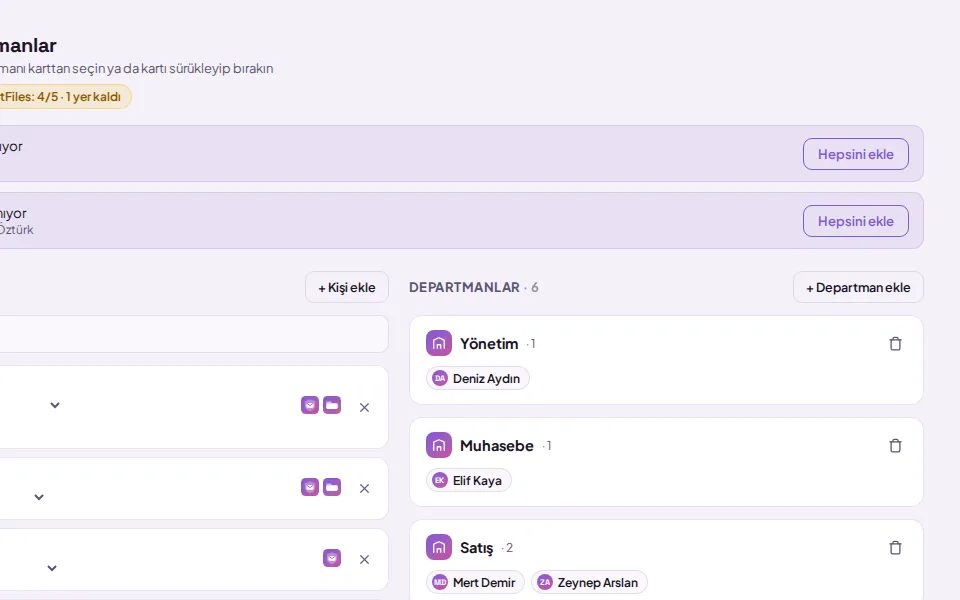 Departments section: "+ Add department" (with demo data)
