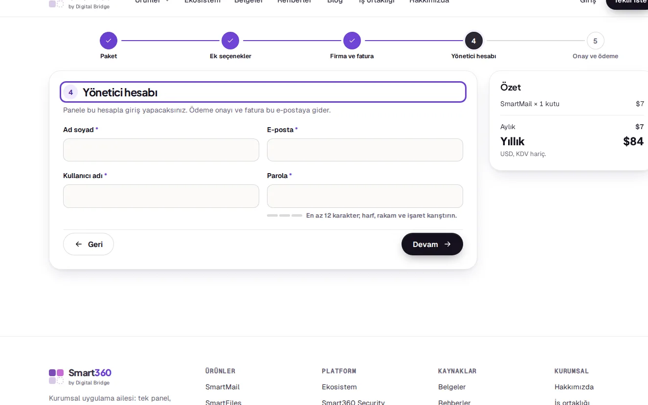 Buy step 4: Administrator account (with demo data)