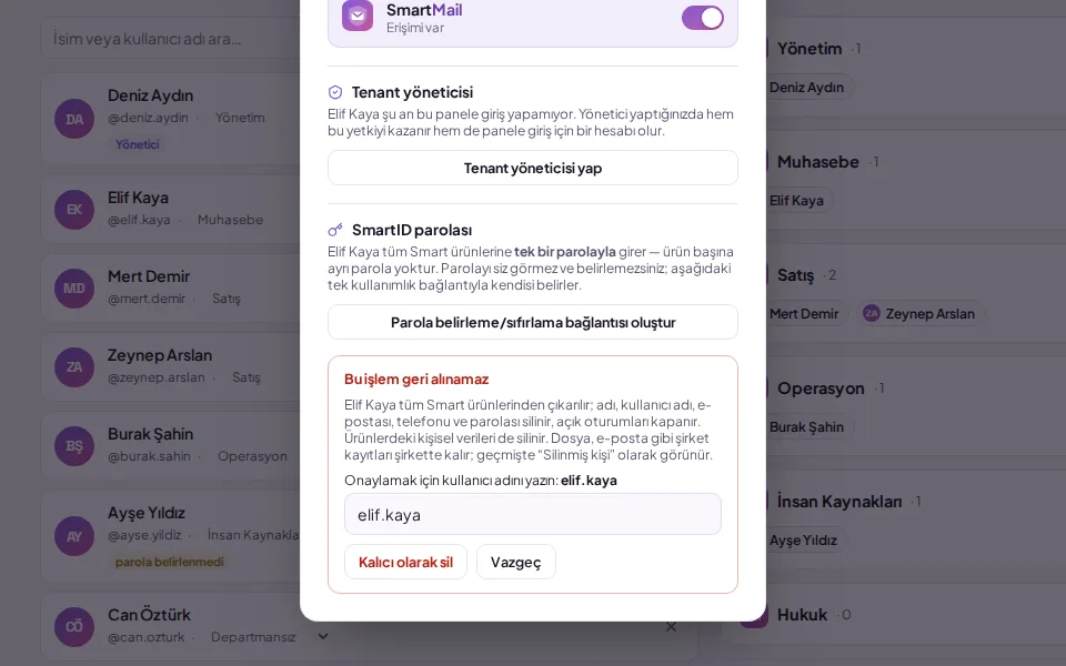 KVKK deletion confirmation (shown with demo data)