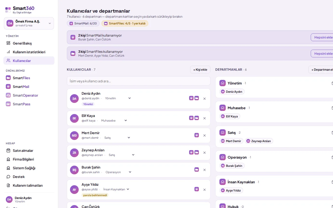 Users screen: the "+ Add person" button (shown with demo data)