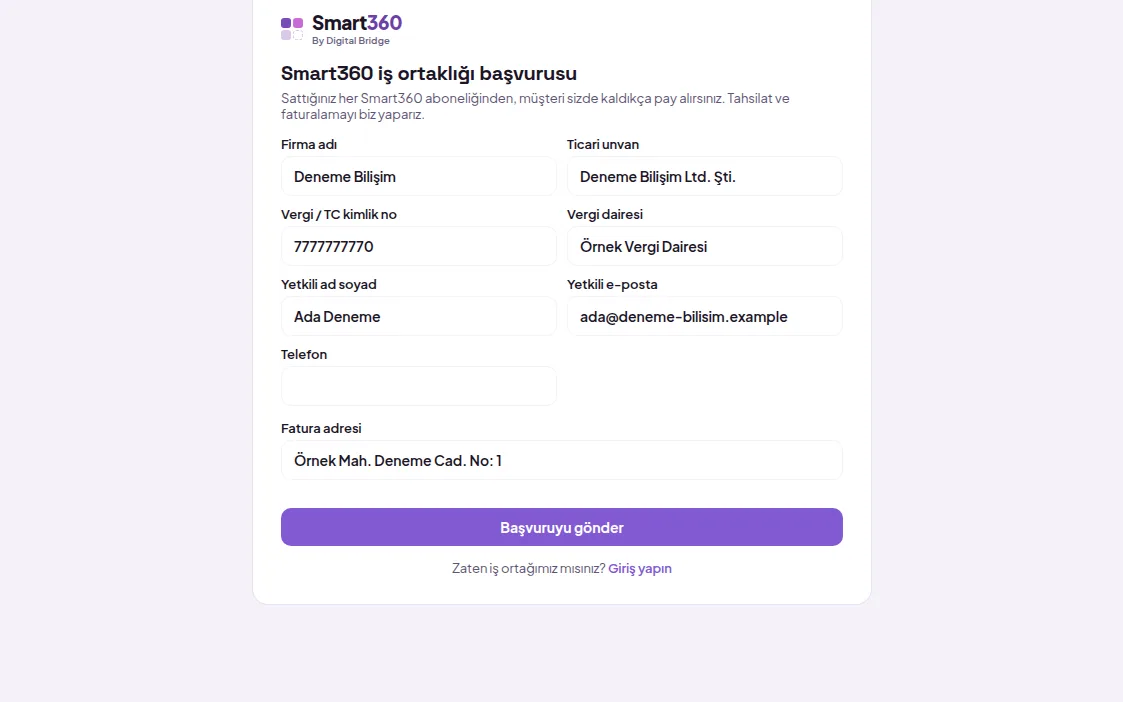Application form (with demo data)