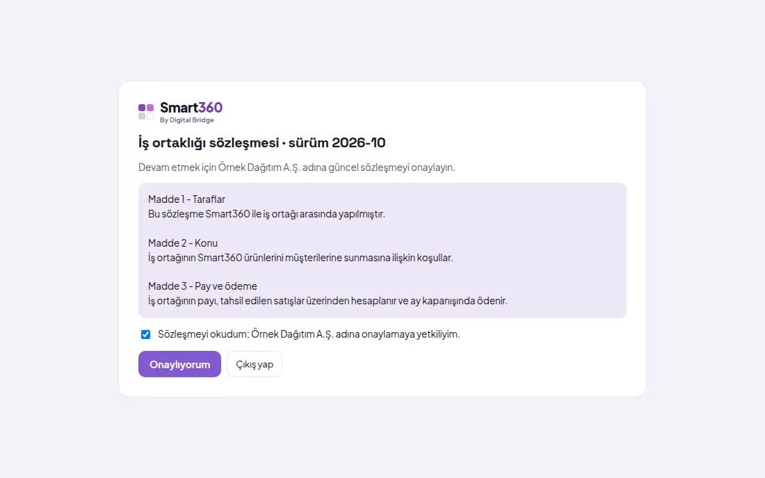Agreement approval screen (with demo data)